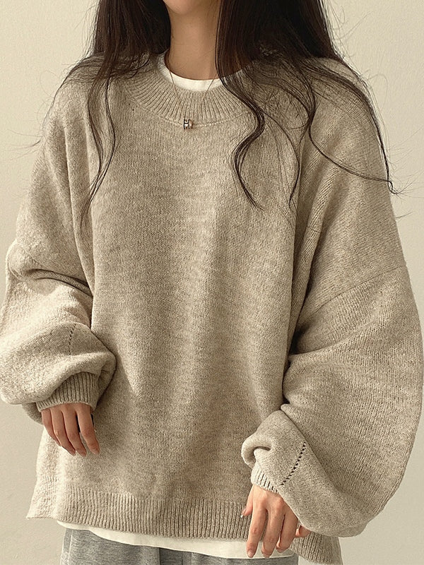 Eleganter Oversized Pullover mit Schlitzausschnitt