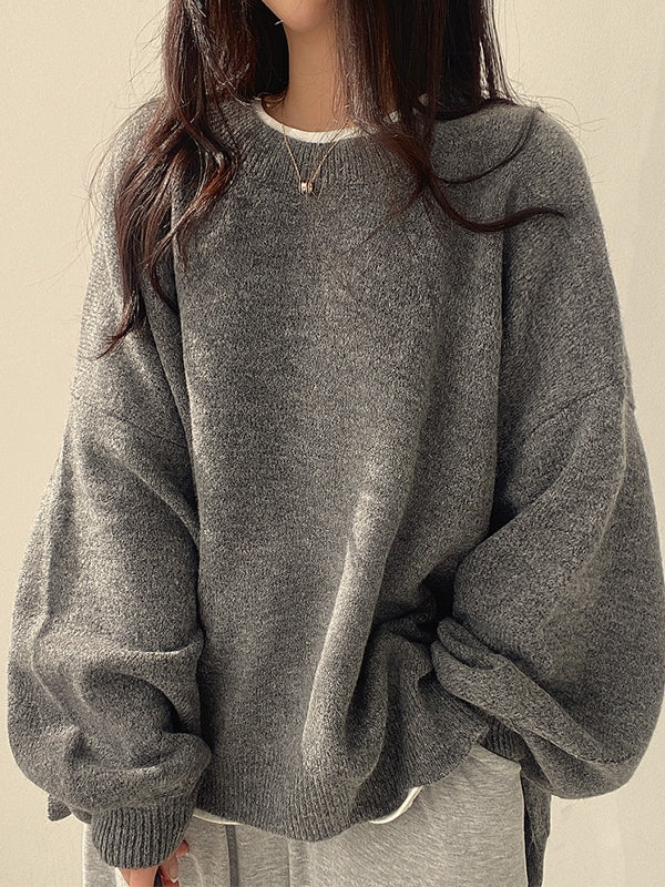 Eleganter Oversized Pullover mit Schlitzausschnitt - IdealeKleiden