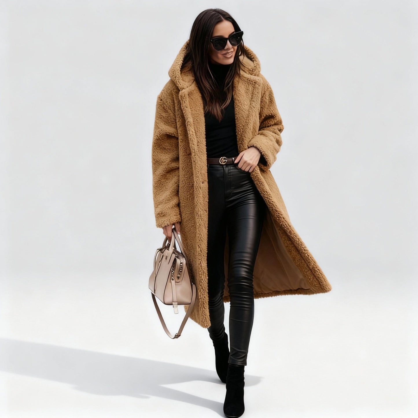 Weiche Fleece-Damenmantel Lang Elegant