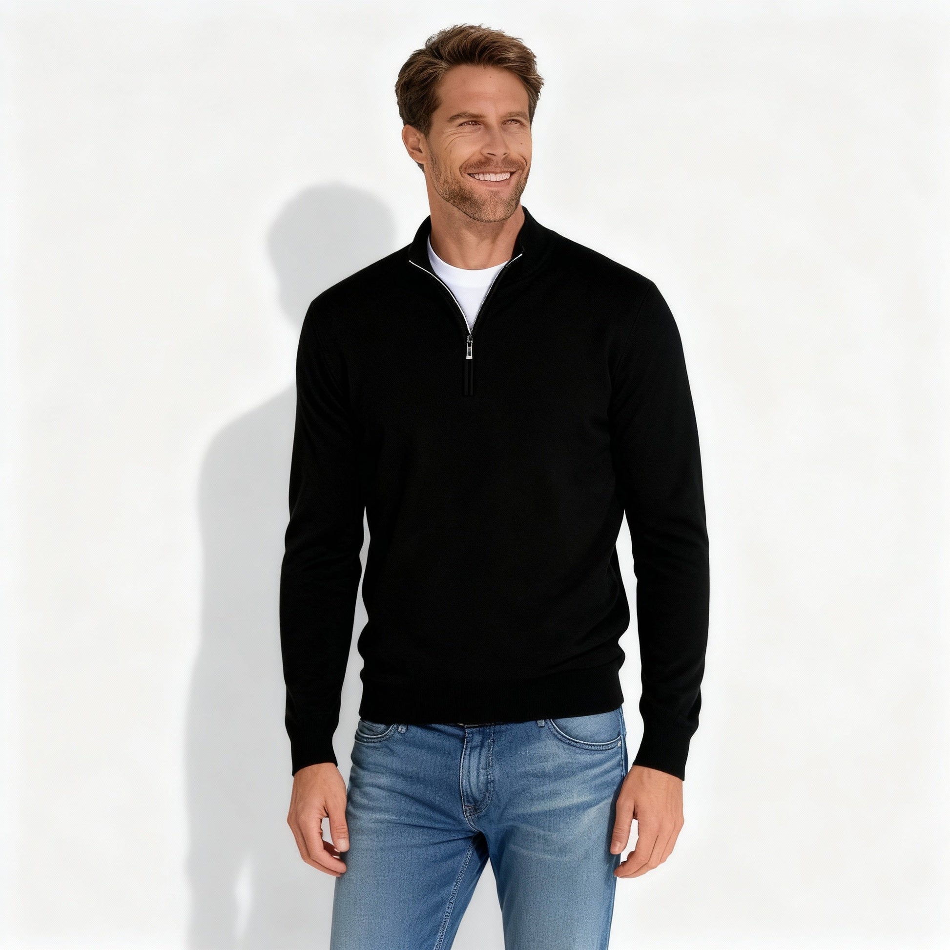 Modischer V-Ausschnitt Pullover Zip - IdealeKleiden