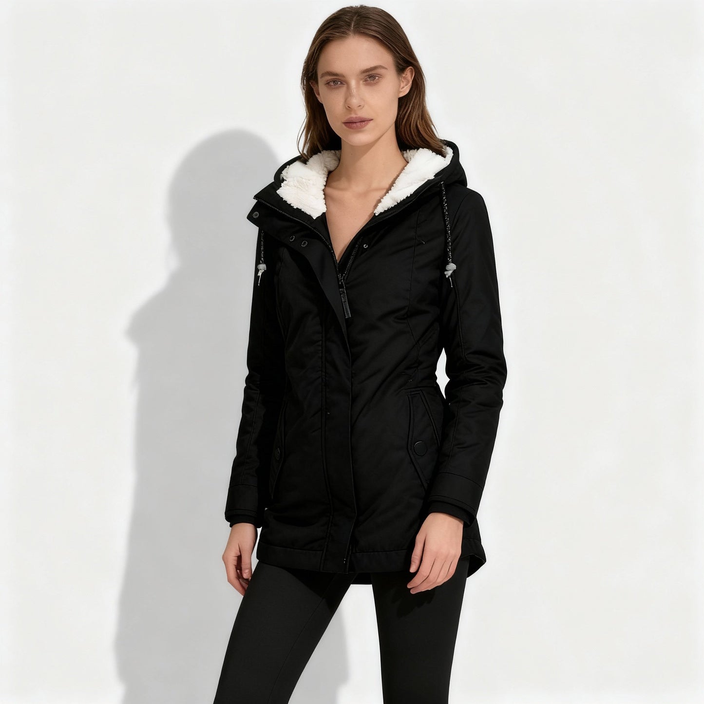 Warm gefütterte Damen Winterjacke Kapuzenmantel - IdealeKleiden