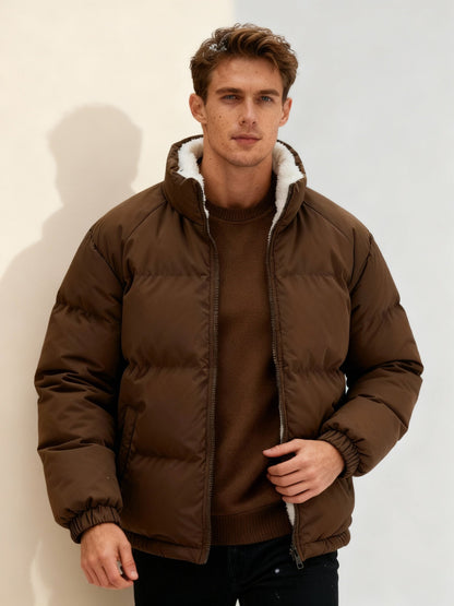 Warme Herren Pufferjacke Isoliert Fleece