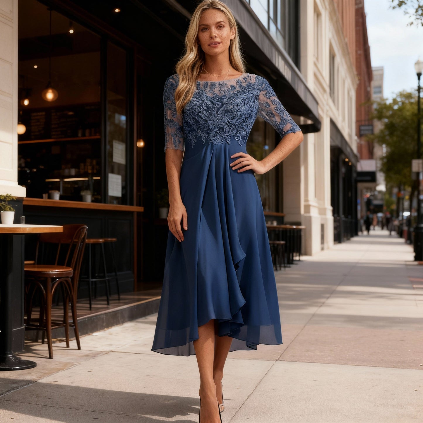 Leichtes Sommer Midi Kleid Chiffon