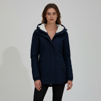 Warm gefütterte Damen Winterjacke Kapuzenmantel