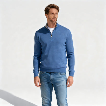 Modischer V-Ausschnitt Pullover Zip