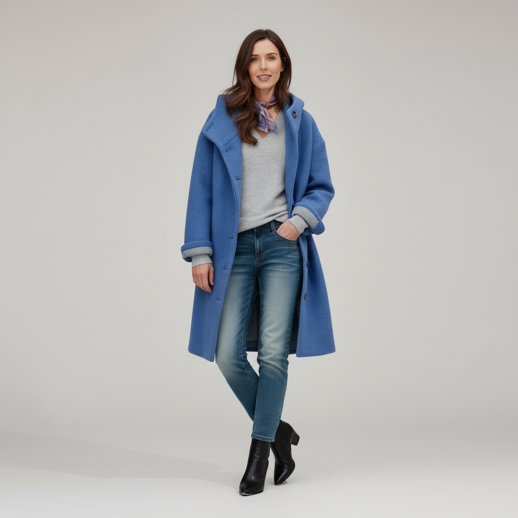 Damen Fleece Mantel Soft Hoodie