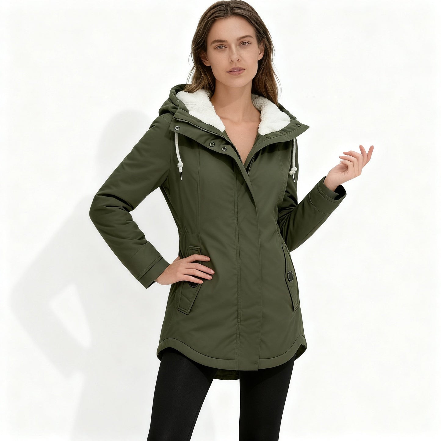 Warm gefütterte Damen Winterjacke Kapuzenmantel