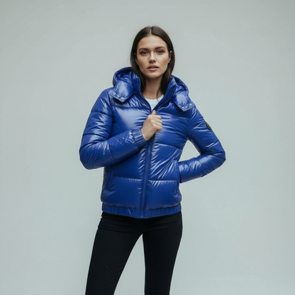 Warme Damen Winterjacke Isoliert Glänzend