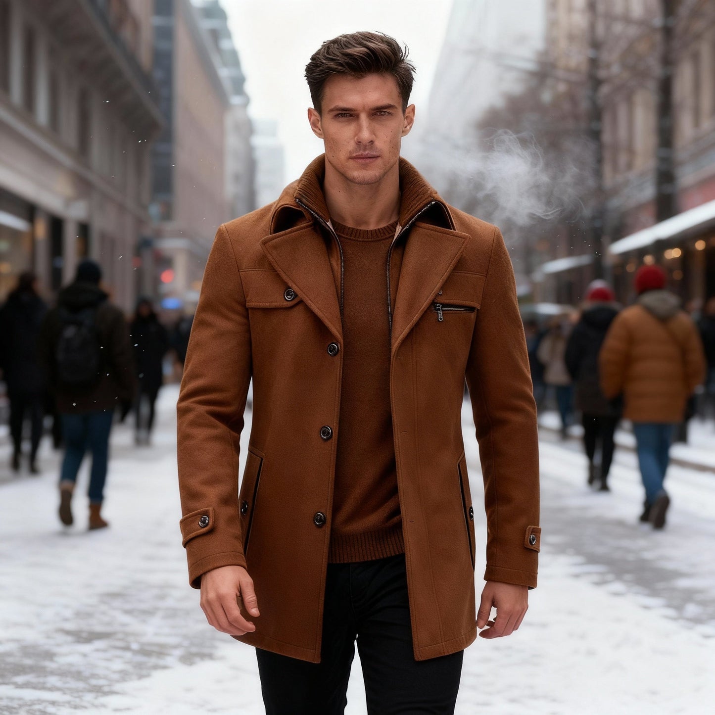 Wasserdichter Herren Wintermantel Elegant - IdealeKleiden