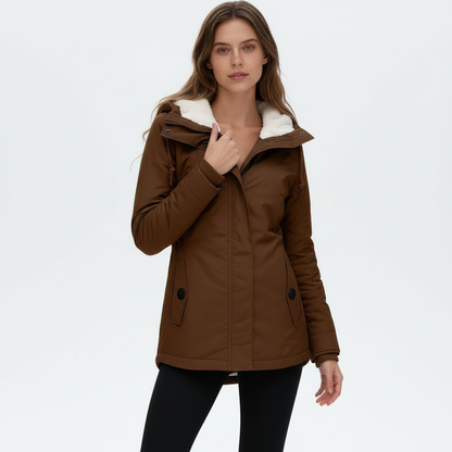 Warm gefütterte Damen Winterjacke Kapuzenmantel