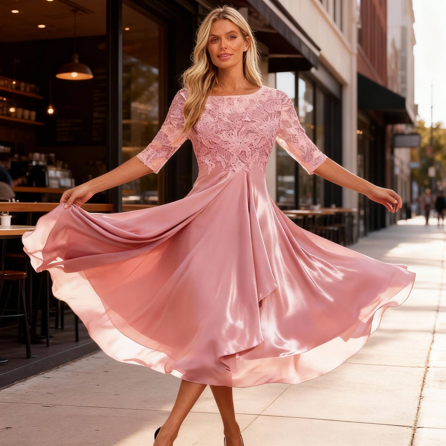 Leichtes Sommer Midi Kleid Chiffon