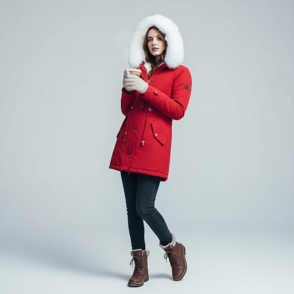 Warme Damen Winterjacke Mittellang