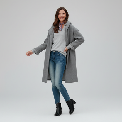Damen Fleece Mantel Soft Hoodie