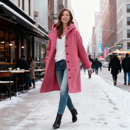 Damen Winterparka Lang Fleece Kapuze