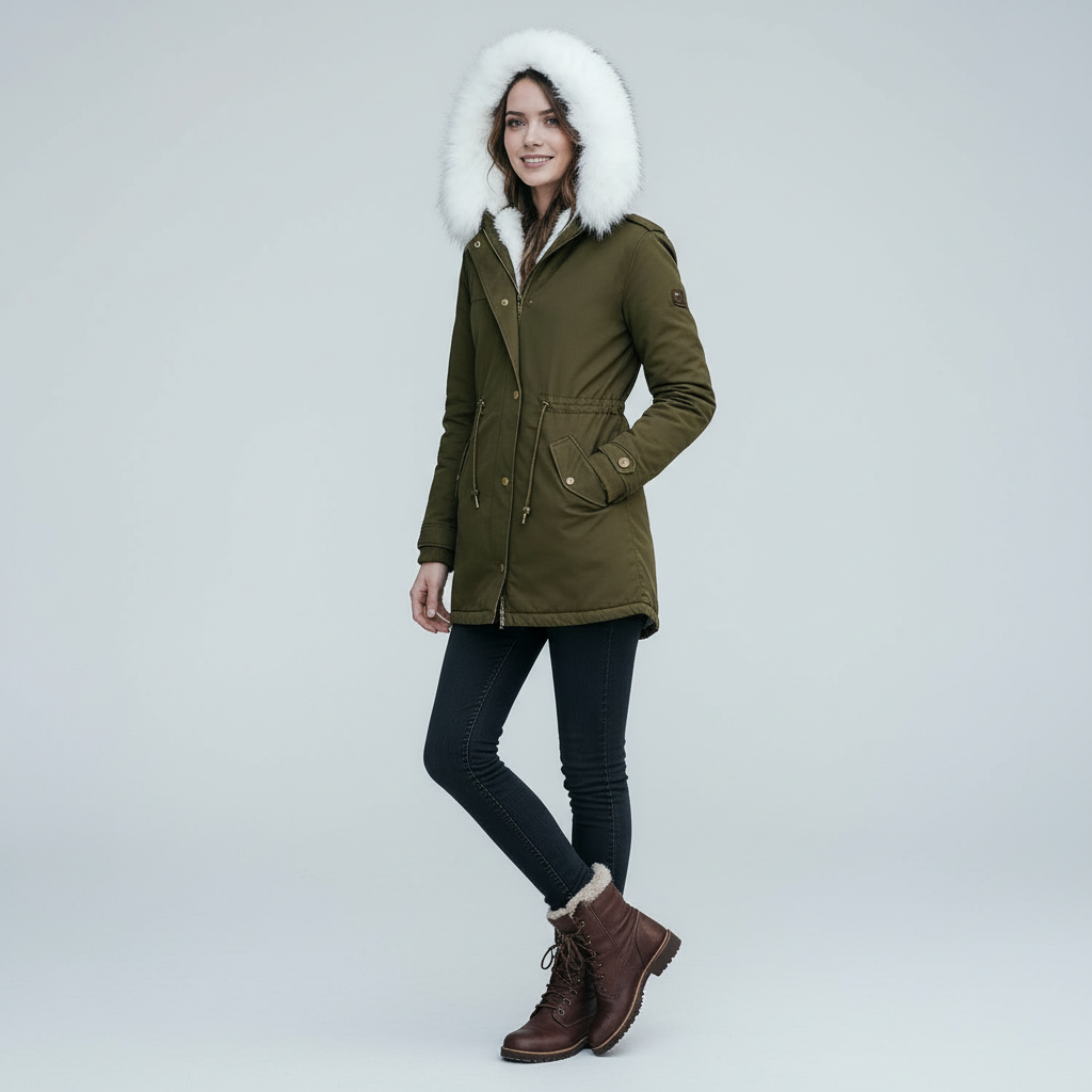 Warme Damen Winterjacke Mittellang