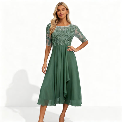 Elegantes Damen Chiffon Kleid Midi Länge