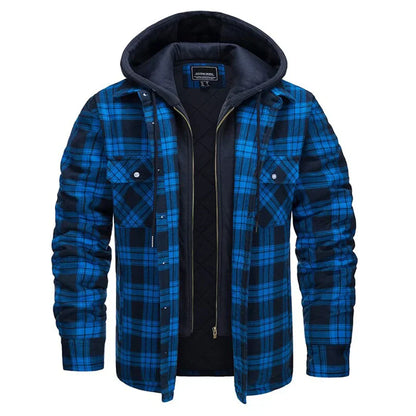 Kapuzenjacke Oversized Karo Flanell Warmgefüttert