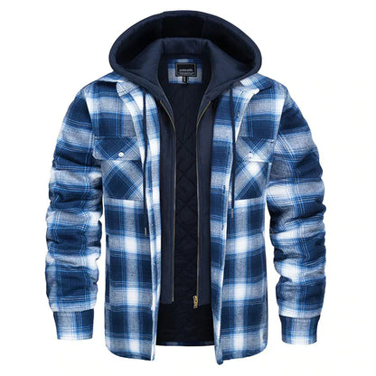 Kapuzenjacke Oversized Karo Flanell Warmgefüttert