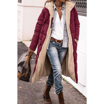 Winter Damenmantel Sherpa Fleece Kapuze Warm