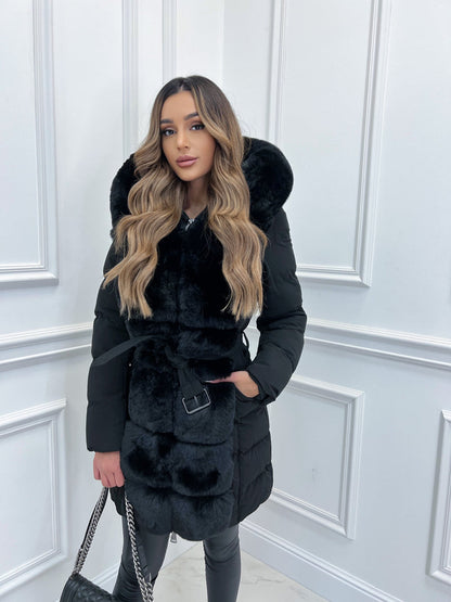 Modische Kapuzenjacke Mit Gürtel Damen