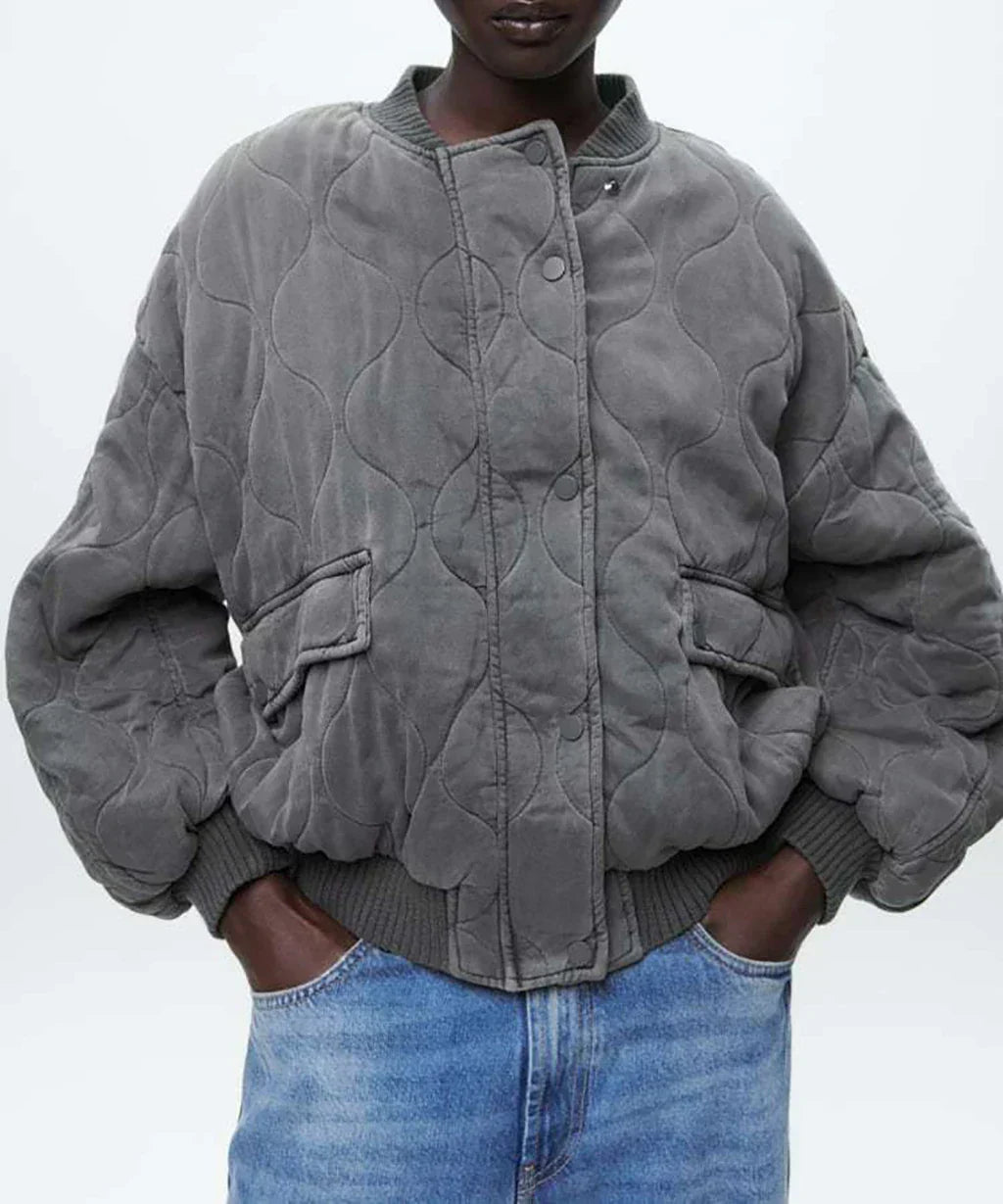 Modische Bomberjacke Damen Grau