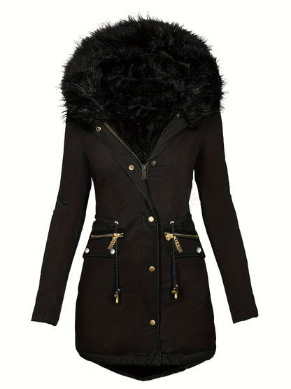 Damen Winterparka Kapuze Kunstpelz