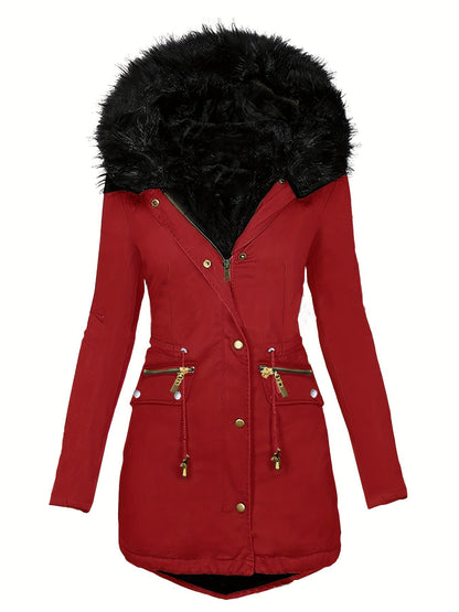 Damen Winterparka Kapuze Kunstpelz
