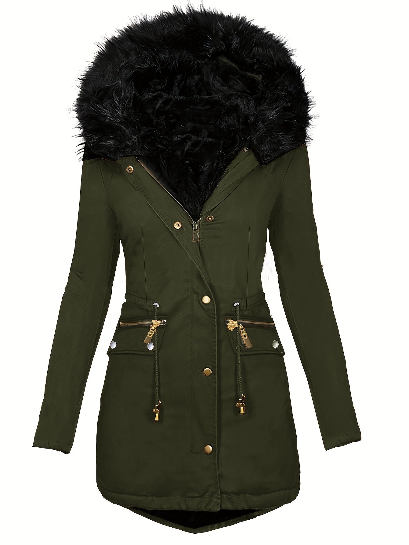 Damen Winterparka Kapuze Kunstpelz