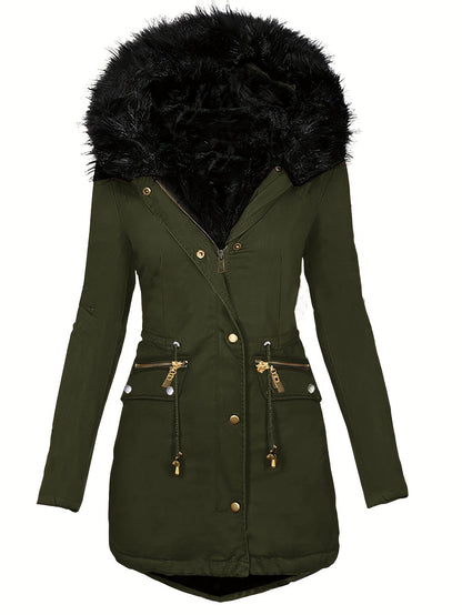 Damen Winterparka Kapuze Kunstpelz