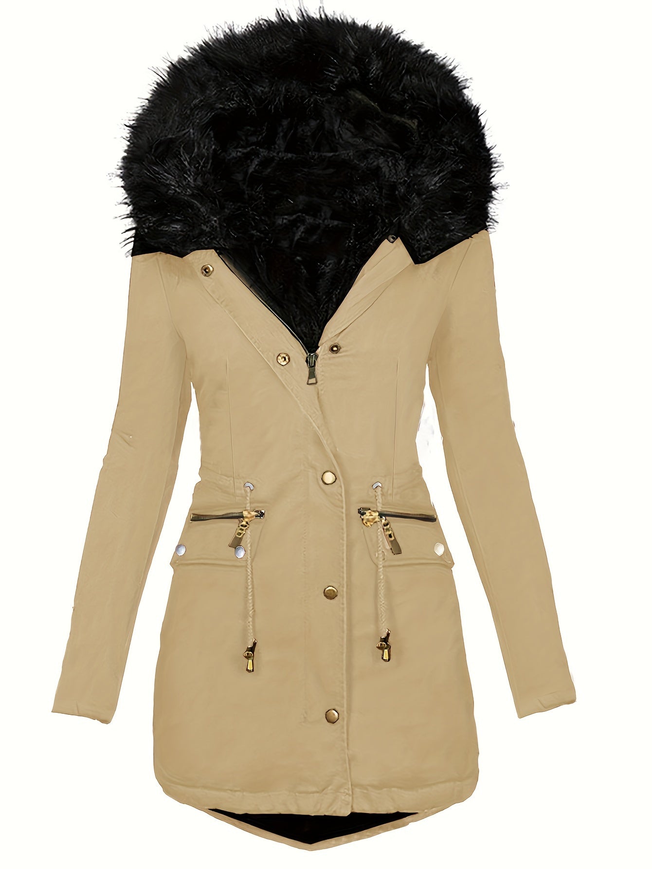 Damen Winterparka Kapuze Kunstpelz