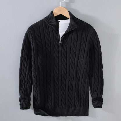Klassischer Strickpullover Warm Baumwolle Half-Zip