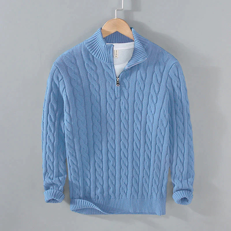 Klassischer Strickpullover Warm Baumwolle Half-Zip