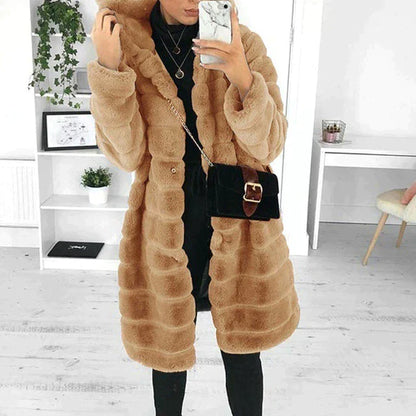 Winterjacke Damen Lang Kapuze Flauschig