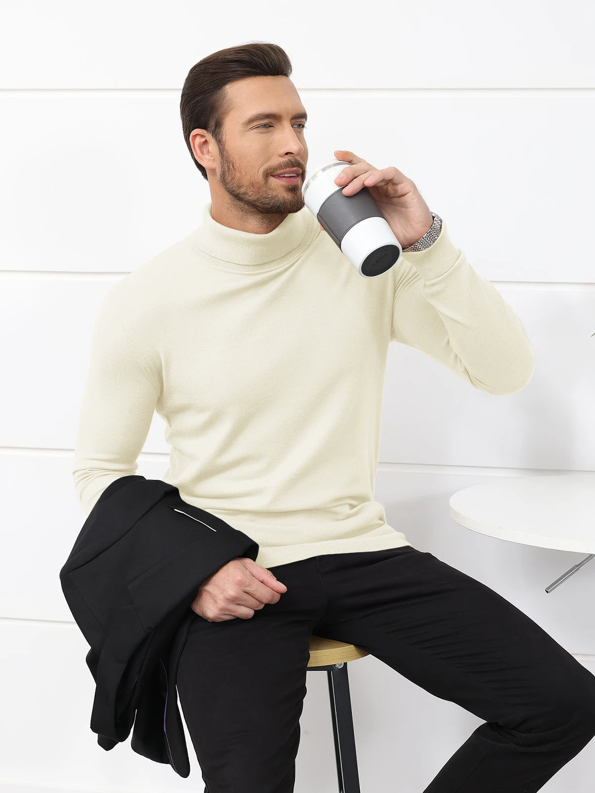 Herren Rollkragenpullover Slim Fit Modern - IdealeKleiden