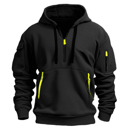 Herren Hoodie Reißverschluss Taschen Sportlich