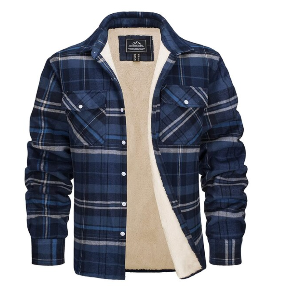 Herren Flanellhemd Fleece Warm Kariert