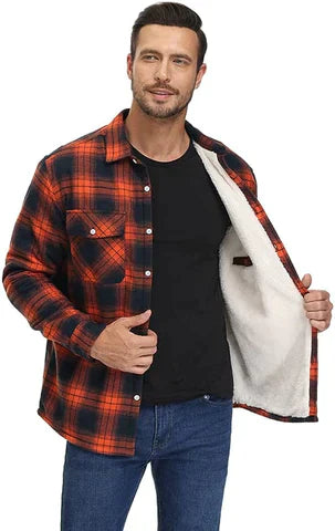 Herren Flanellhemd Fleece Warm Kariert - IdealeKleiden