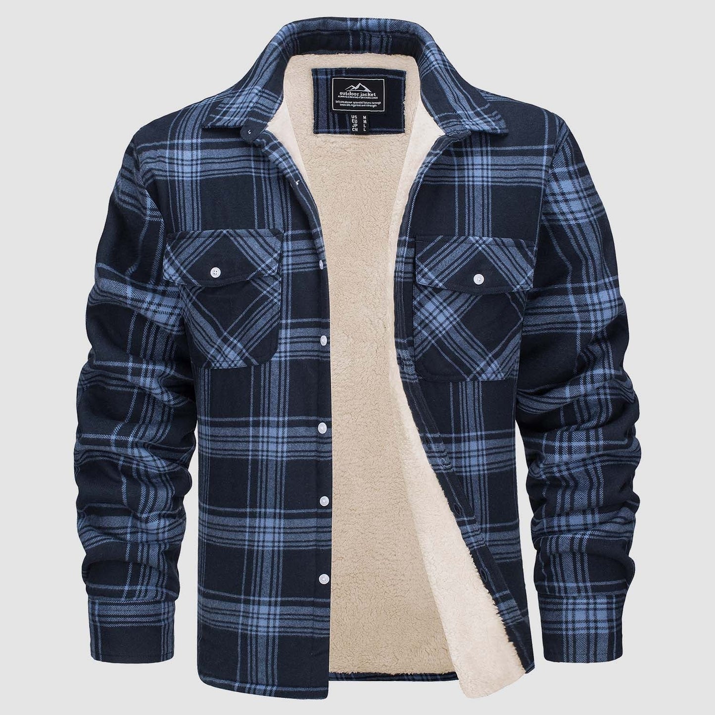 Herren Flanelljacke Kariert Warm Fleece Winterjacke