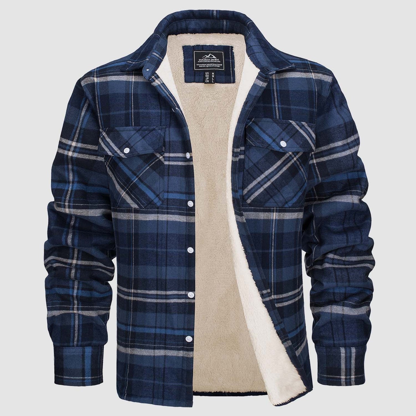 Herren Flanelljacke Kariert Warm Fleece Winterjacke
