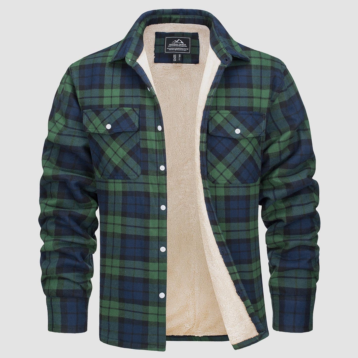Herren Flanelljacke Kariert Warm Fleece Winterjacke