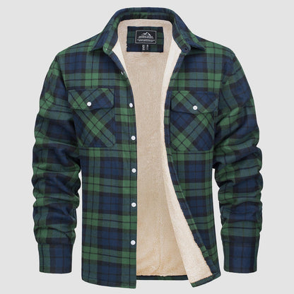 Herren Flanelljacke Kariert Warm Fleece Winterjacke