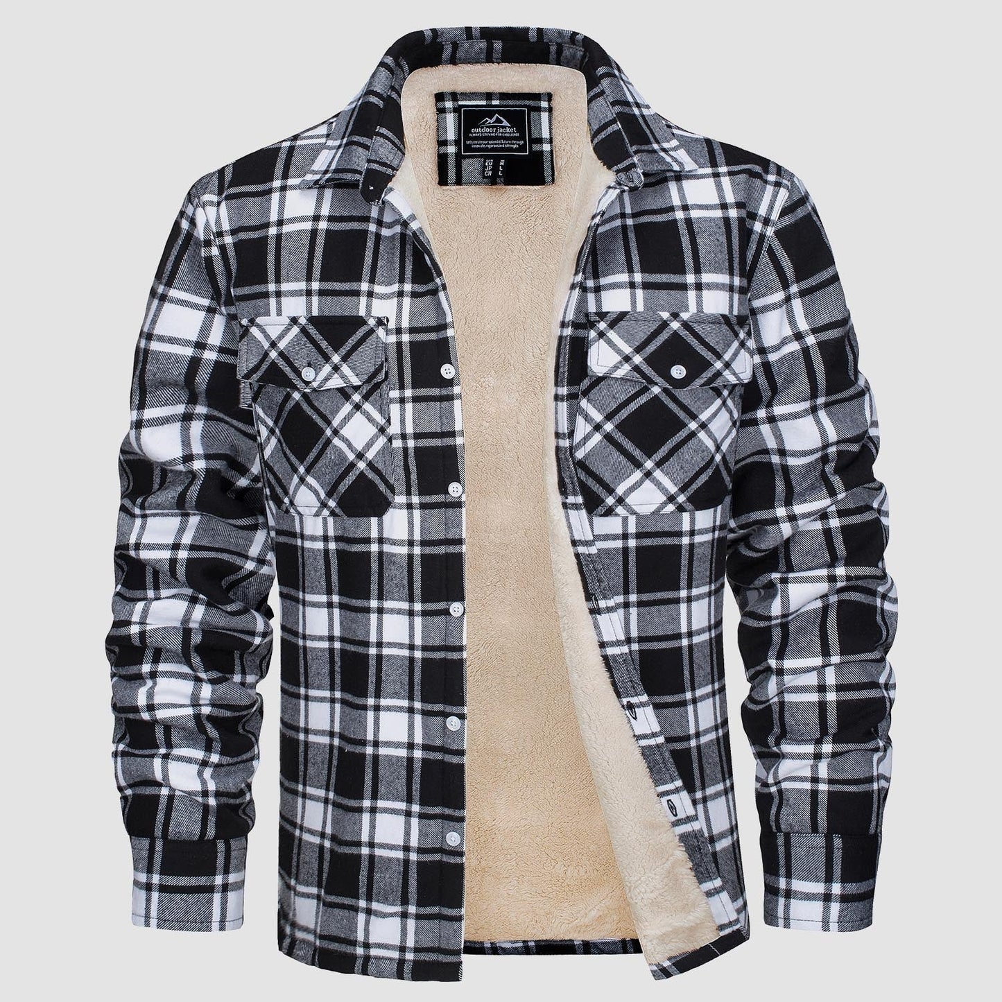 Herren Flanelljacke Kariert Warm Fleece Winterjacke