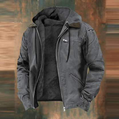 Warme Winterjacke Herren mit Kapuze und Reißverschluss