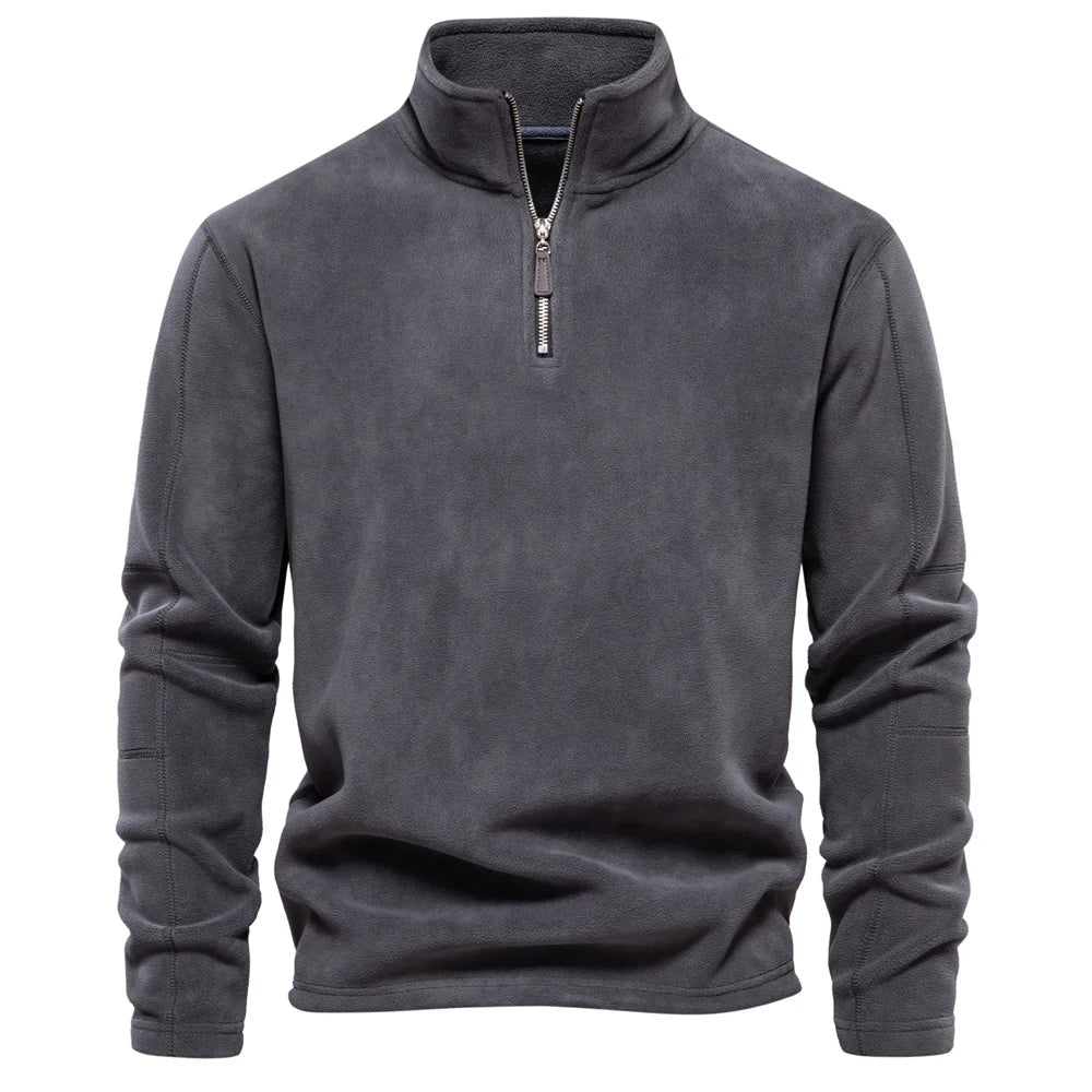 Herren Fleece Pullover Warm Kurzreißverschluss - IdealeKleiden