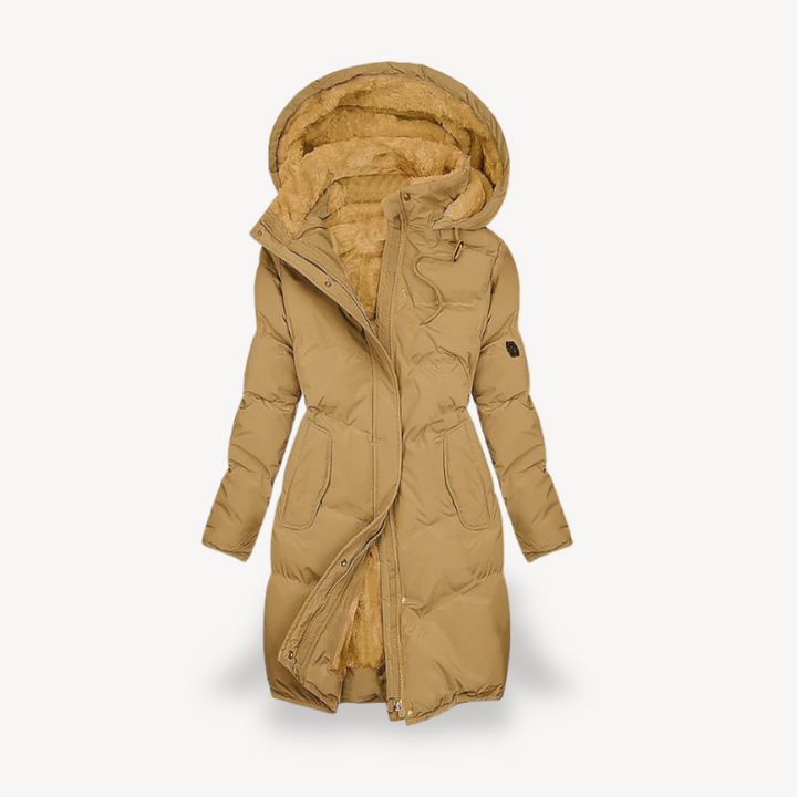 Damen Winterjacke Lang Kapuze Weich Isoliert