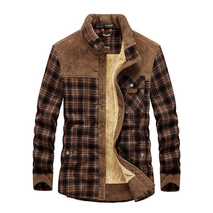 Warmes Fleece Overshirt Karomuster Herrenjacke