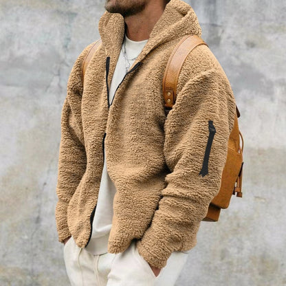 Warme Herren Fleecejacke mit Kapuze