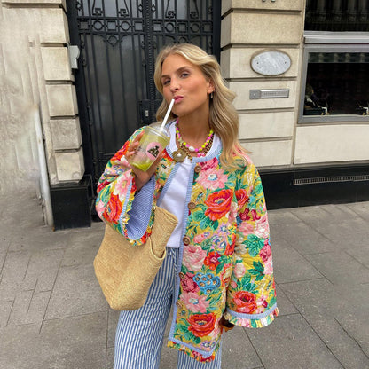 Sommerjacke Blumenprint Damen Baumwolle