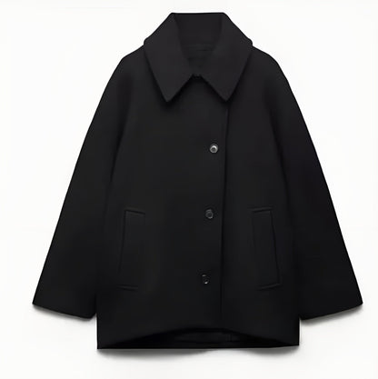Großer Wollmantel Oversized Doppeltknöpfig