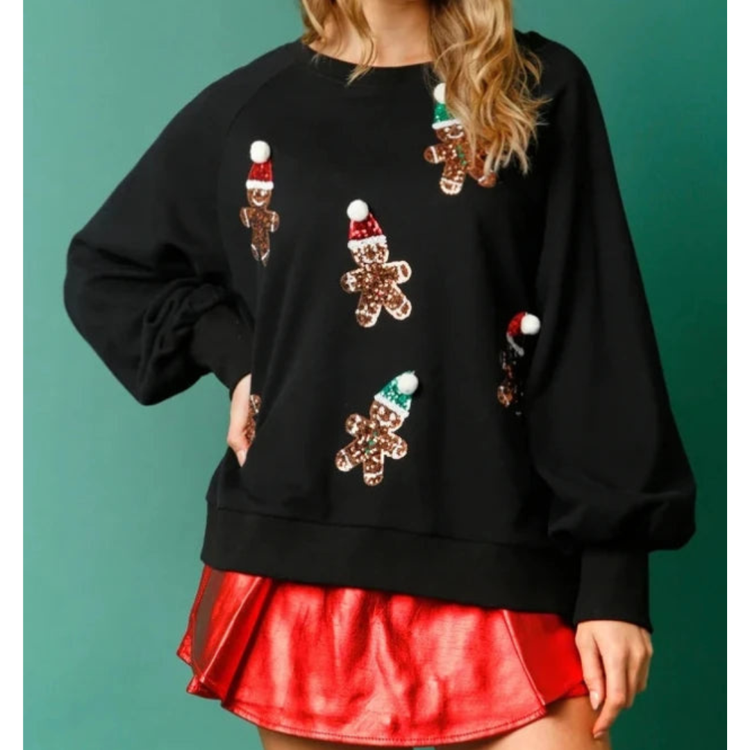 Weihnachts-Pullover Damen Warm Pailletten Bommel Design
